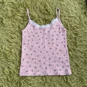 NWOT Striped Floral Lace Skylar Tank